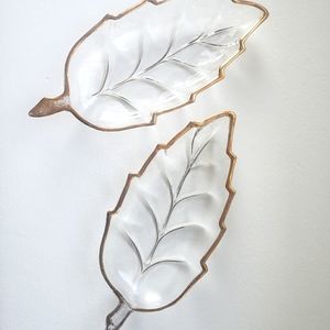 Vintage Gold Trimmed Glass Platter Set